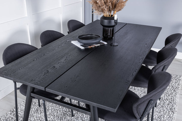 Venture Home Sleek Extentiontable Black Brushed - 195*95+Vault Dining Chair - Black Legs - Black Fabric_6