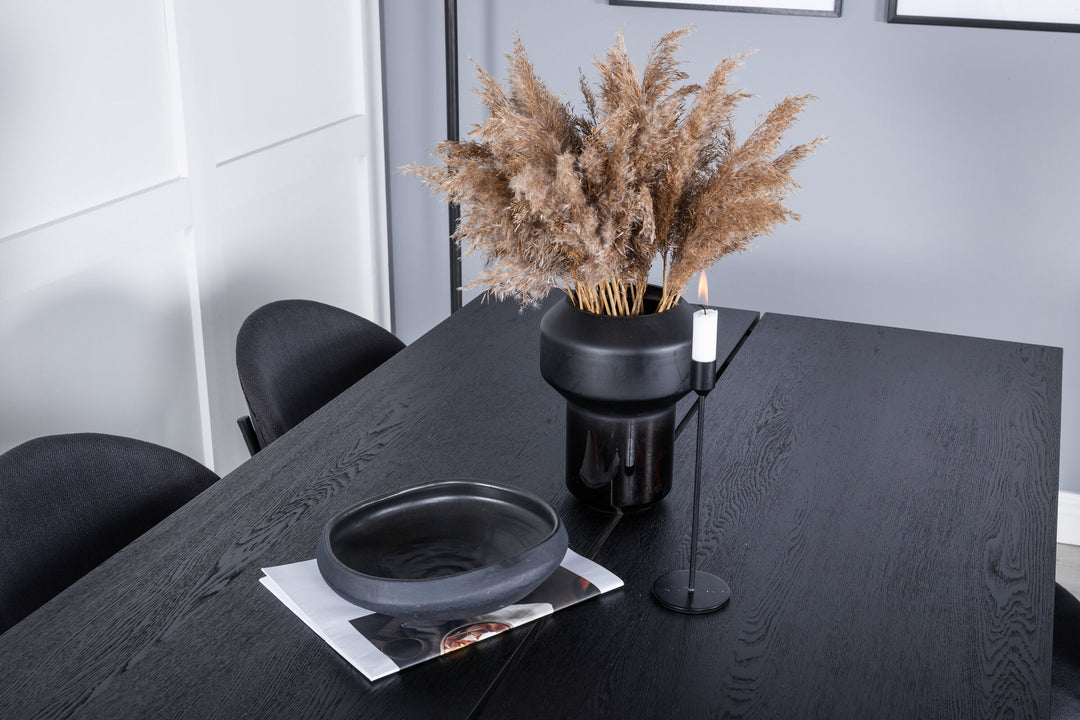 Venture Home Sleek Extentiontable Black Brushed - 195*95+Vault Dining Chair - Black Legs - Black Fabric_6