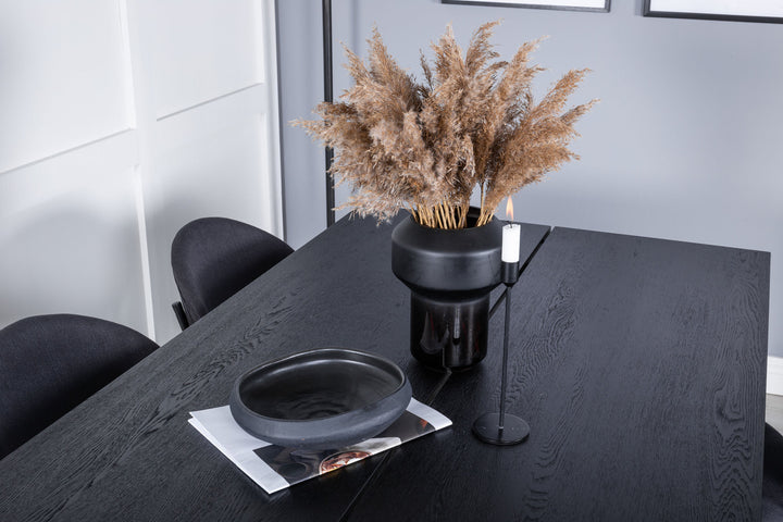 Venture Home Sleek Extentiontable Black Brushed - 195*95+Vault Dining Chair - Black Legs - Black Fabric_6