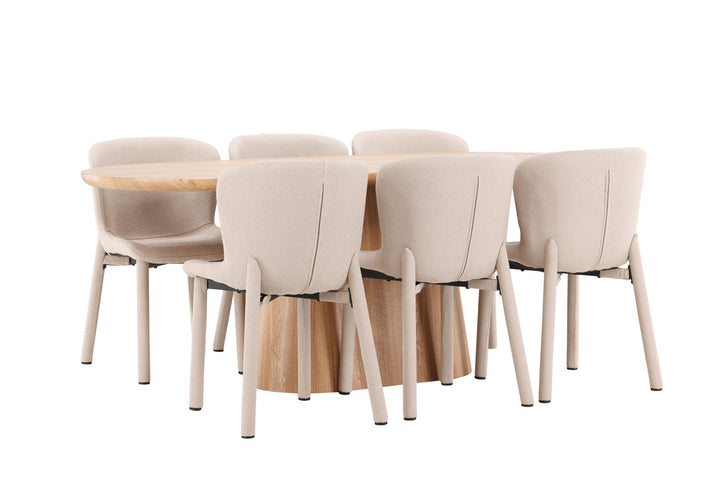 Venture Home Stjärnö Table - Nature with 6 Astoria Chair - Beige