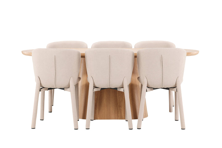Venture Home Stjärnö Table - Nature with 6 Astoria Chair - Beige