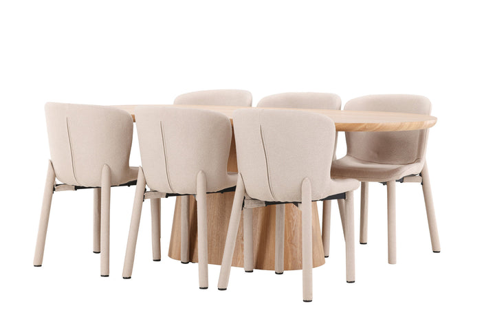 Venture Home Stjärnö Table - Nature with 6 Astoria Chair - Beige