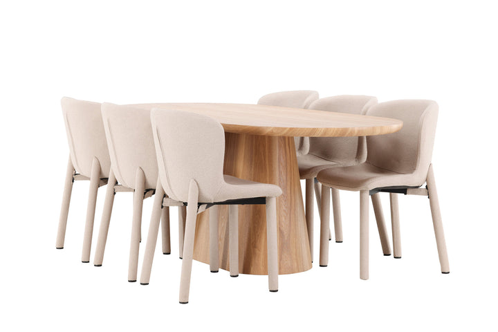 Venture Home Stjärnö Table - Nature with 6 Astoria Chair - Beige