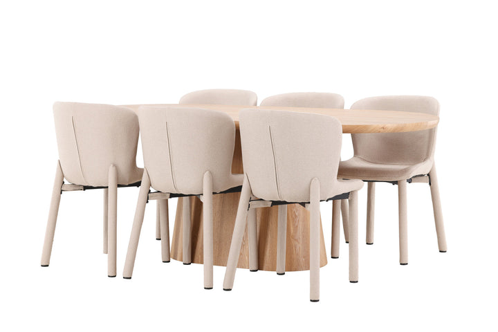 Venture Home Stjärnö Table - Nature with 6 Astoria Chair - Beige