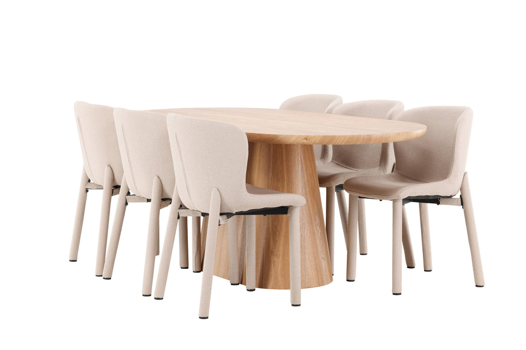 Venture Home Stjärnö Table - Nature with 6 Astoria Chair - Beige
