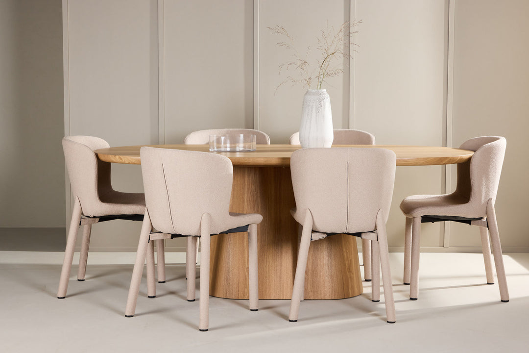 Venture Home Stjärnö Table - Nature with 6 Astoria Chair - Beige