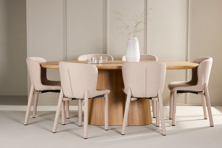Venture Home Stjärnö Table - Nature with 6 Astoria Chair - Beige