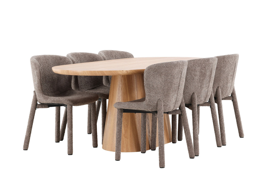 Venture Home Stjärnö Table - Nature with 6 Astoria Chair - Brown