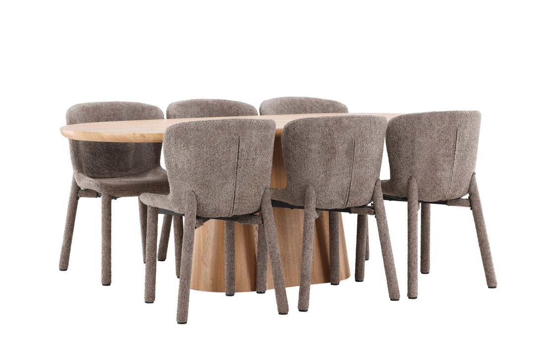 Venture Home Stjärnö Table - Nature with 6 Astoria Chair - Brown