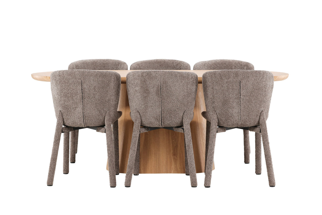 Venture Home Stjärnö Table - Nature with 6 Astoria Chair - Brown