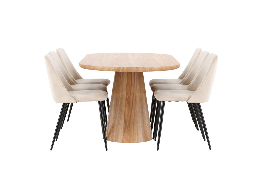 Venture Home Stjärnö Table - Nature with 6 Night Chair - Black / Beige