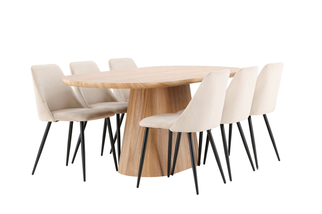 Venture Home Stjärnö Table - Nature with 6 Night Chair - Black / Beige