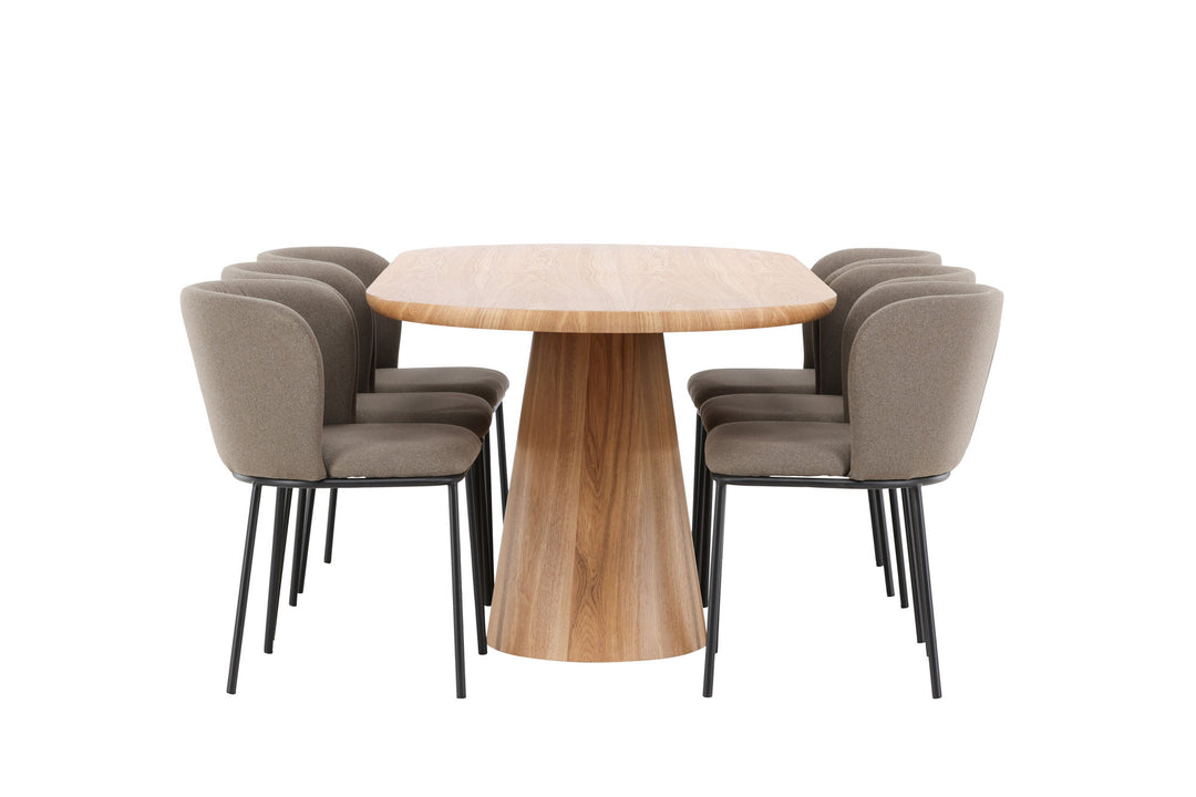 Venture Home Stjärnö Table - Nature with 6 Edina Chair - Black / Brown