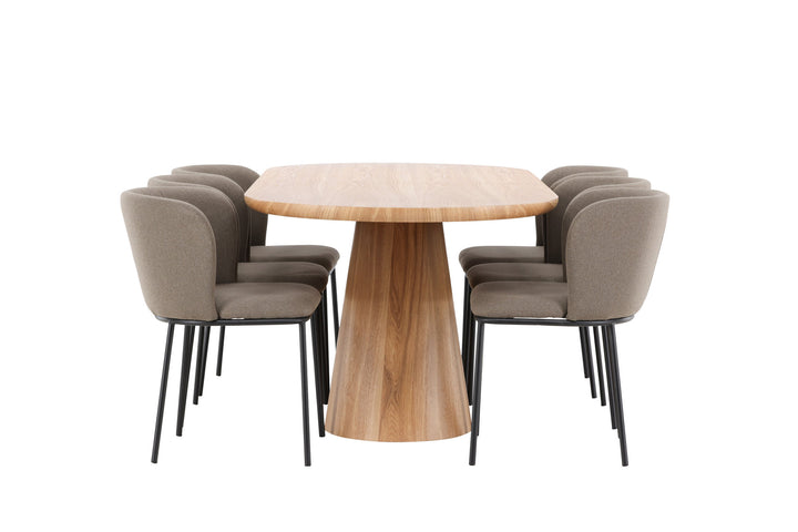 Venture Home Stjärnö Table - Nature with 6 Edina Chair - Black / Brown