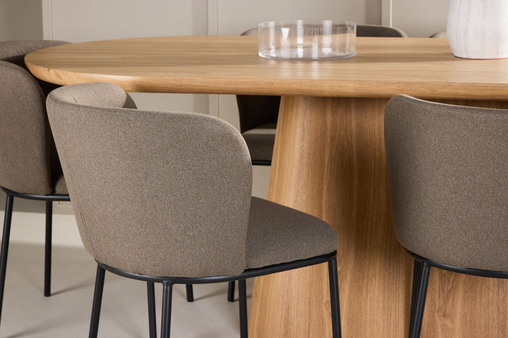 Venture Home Stjärnö Table - Nature with 6 Edina Chair - Black / Brown