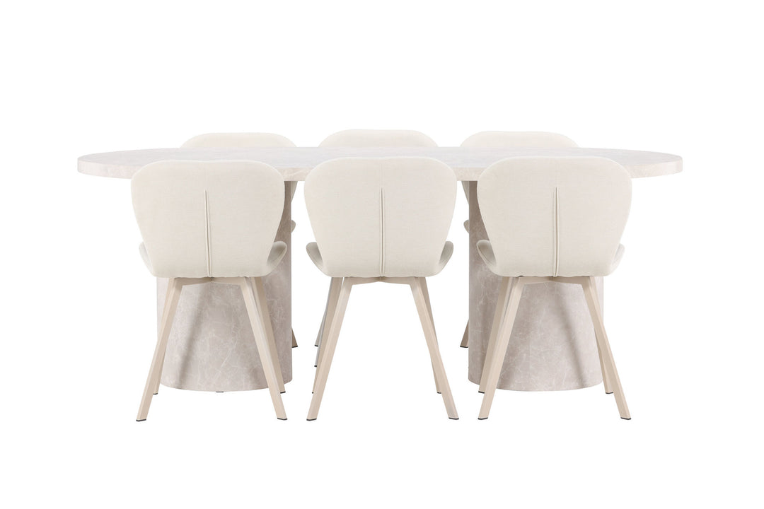 Venture Home Narvik Table - Beige with 6 Lilja Chair - Beige