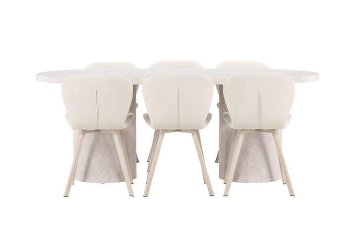 Venture Home Narvik Table - Beige with 6 Lilja Chair - Beige
