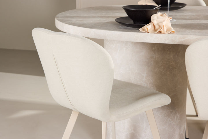 Venture Home Narvik Table - Beige with 6 Lilja Chair - Beige