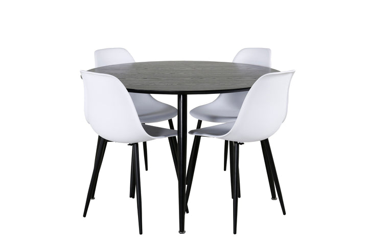 Venture Home Dipp Dining Table - 115cm - Black Veneer / All black legs +Polar Plastic Dining