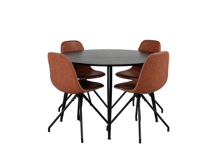 Venture Home Dipp Dining Table - 115cm - Black Veneer / All black legs +Polar Dining Chair w