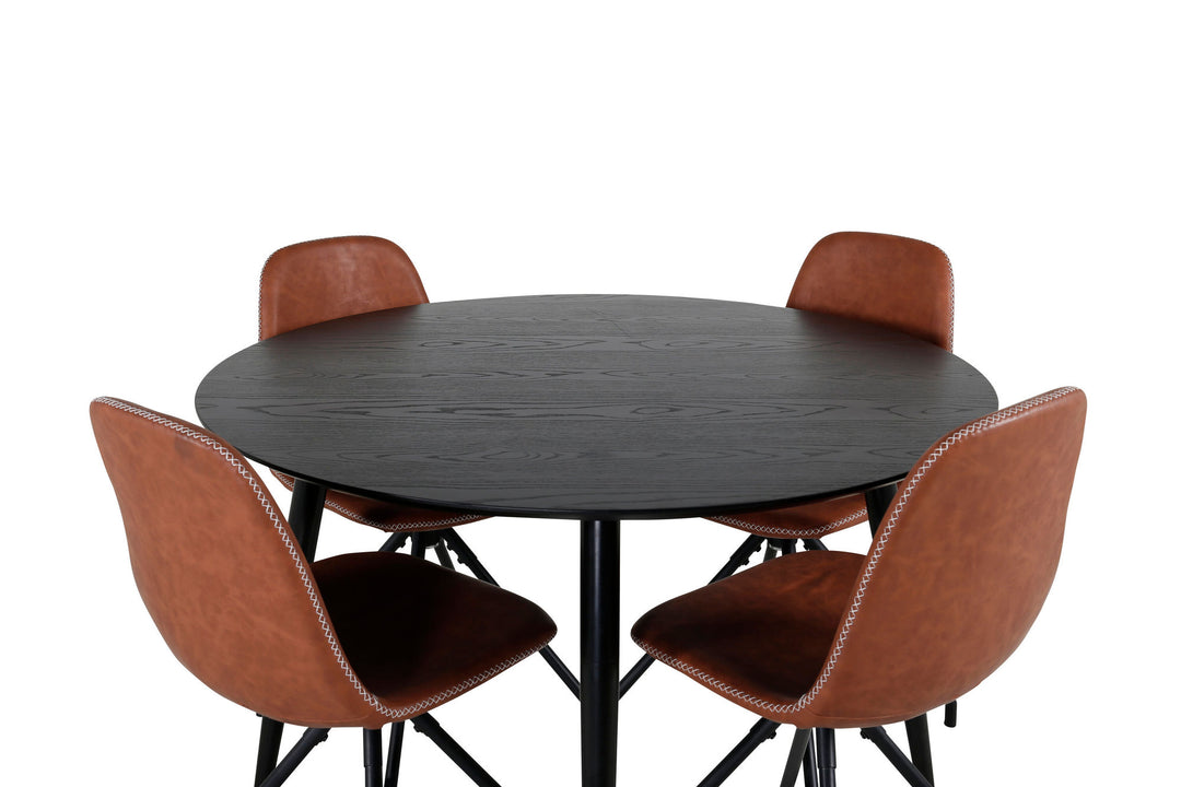 Venture Home Dipp Dining Table - 115cm - Black Veneer / All black legs +Polar Dining Chair w