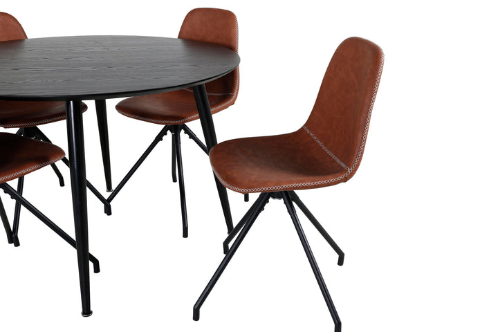 Venture Home Dipp Dining Table - 115cm - Black Veneer / All black legs +Polar Dining Chair w