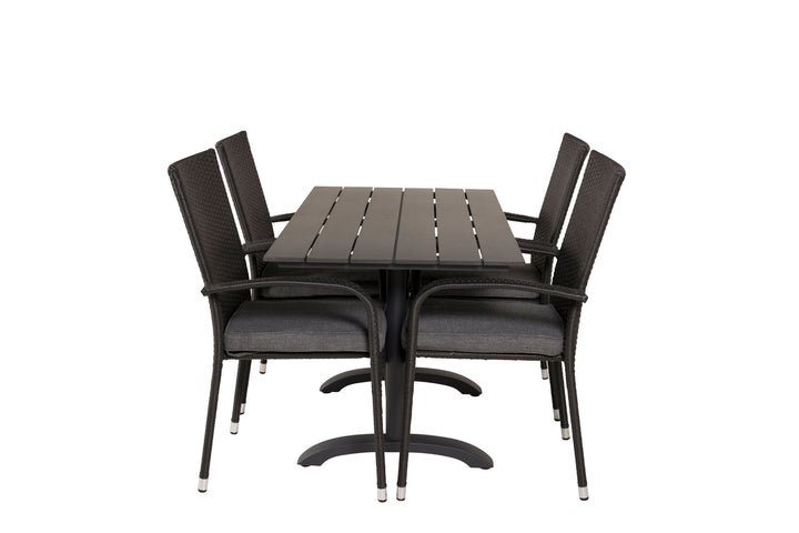 Venture Home Denver Café Table 120*70 - Black Alu / Black Aintwood+Anna Arm Chair (stackable)