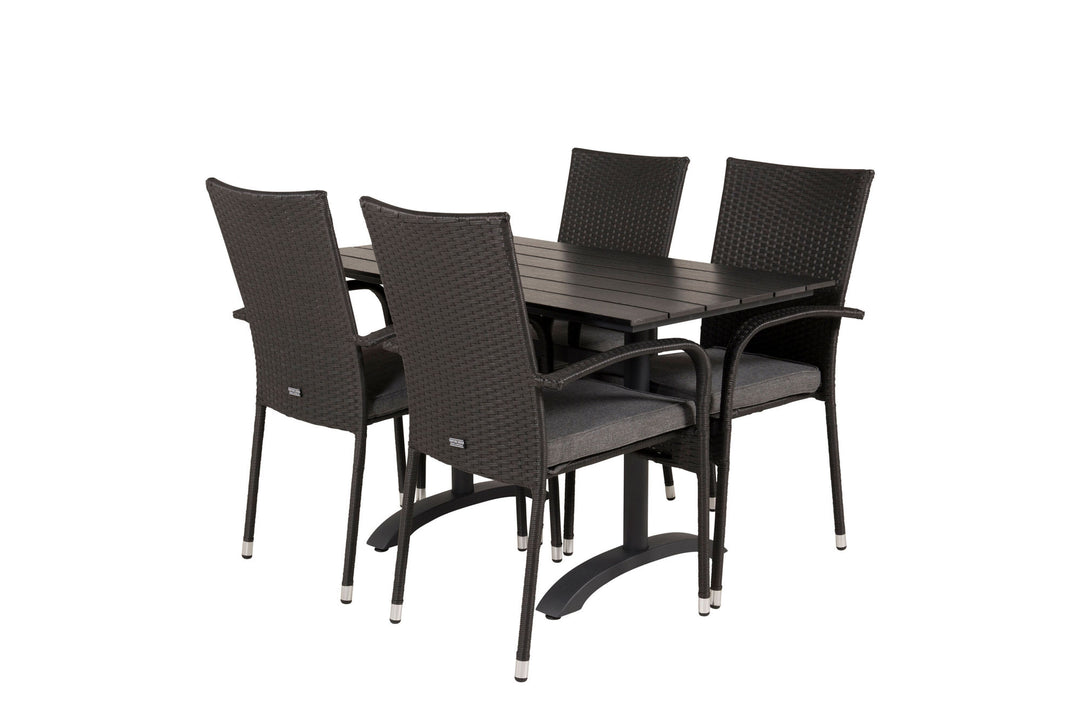Venture Home Denver Café Table 120*70 - Black Alu / Black Aintwood+Anna Arm Chair (stackable)