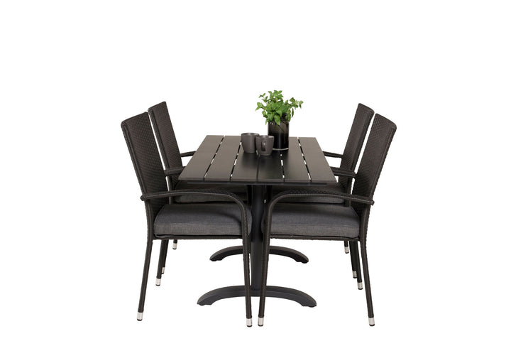Venture Home Denver Café Table 120*70 - Black Alu / Black Aintwood+Anna Arm Chair (stackable)