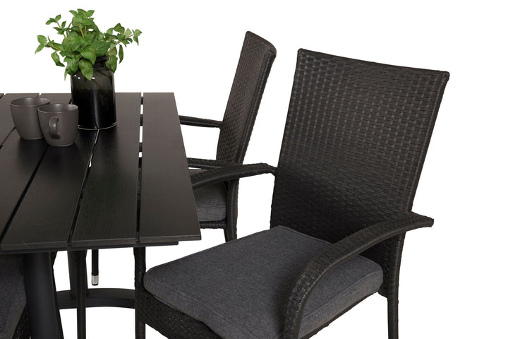 Venture Home Denver Café Table 120*70 - Black Alu / Black Aintwood+Anna Arm Chair (stackable)