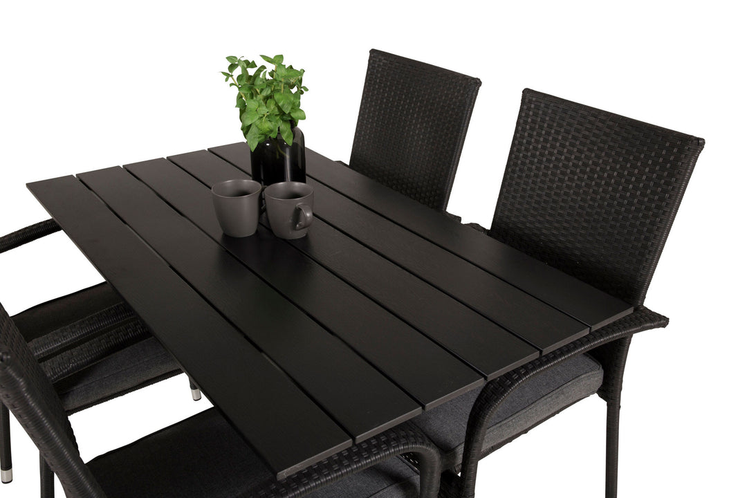 Venture Home Denver Café Table 120*70 - Black Alu / Black Aintwood+Anna Arm Chair (stackable)