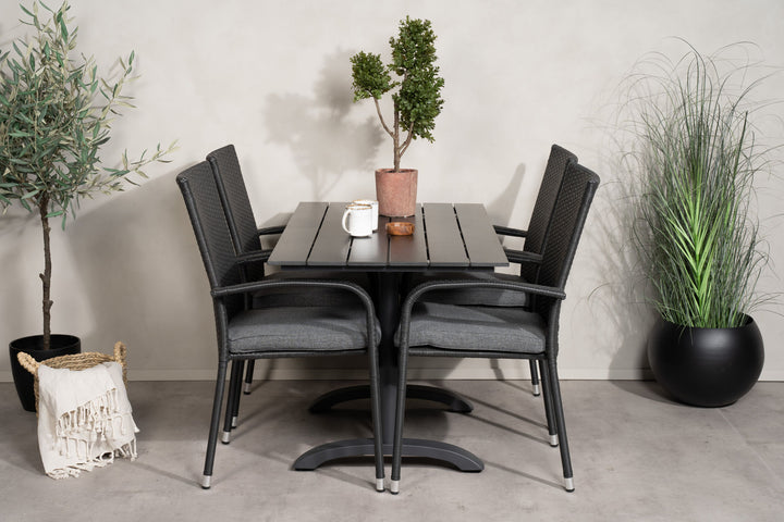Venture Home Denver Café Table 120*70 - Black Alu / Black Aintwood+Anna Arm Chair (stackable)