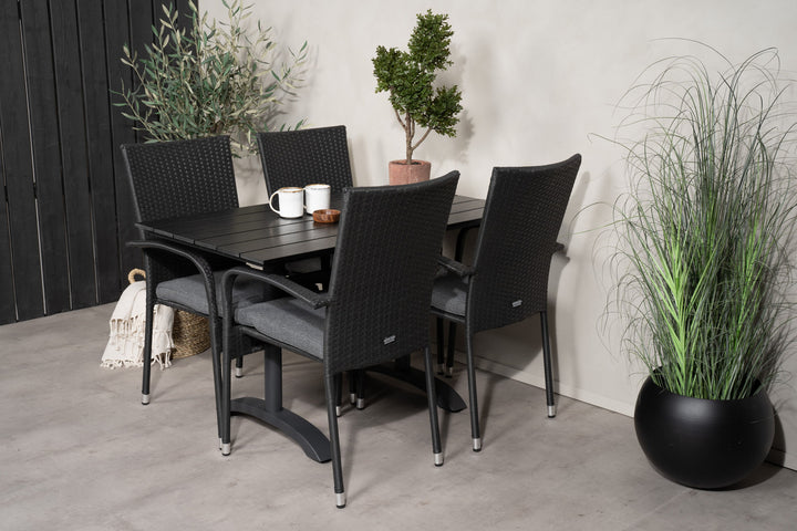 Venture Home Denver Café Table 120*70 - Black Alu / Black Aintwood+Anna Arm Chair (stackable)