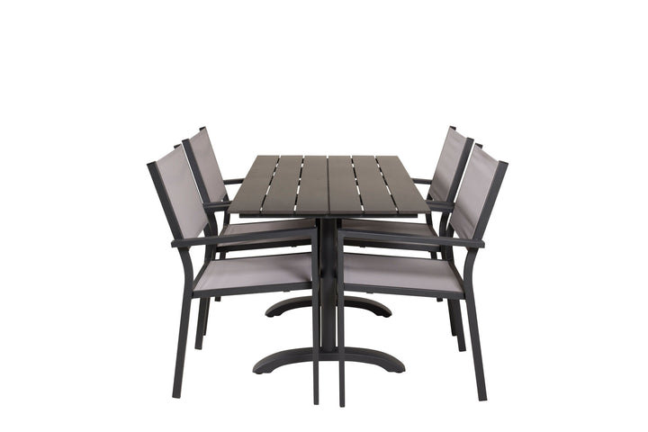 Venture Home Denver Café Table 120*70 - Black Alu / Black Aintwood+Copacabana Arm Chair (stac