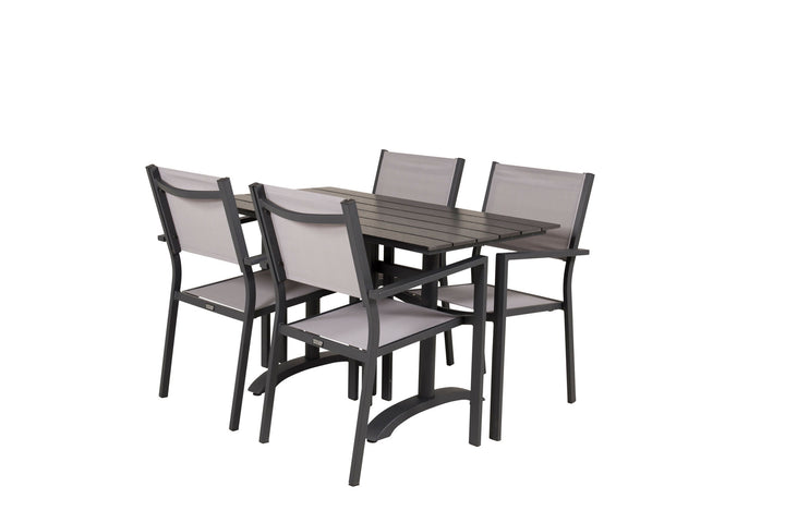 Venture Home Denver Café Table 120*70 - Black Alu / Black Aintwood+Copacabana Arm Chair (stac