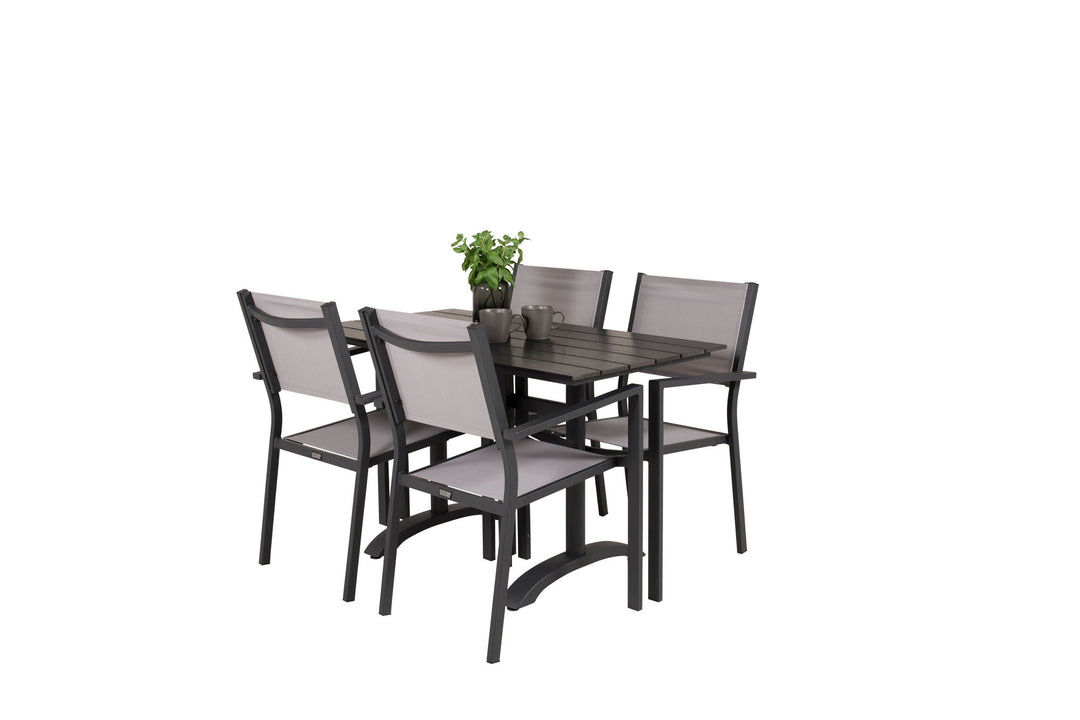 Venture Home Denver Café Table 120*70 - Black Alu / Black Aintwood+Copacabana Arm Chair (stac