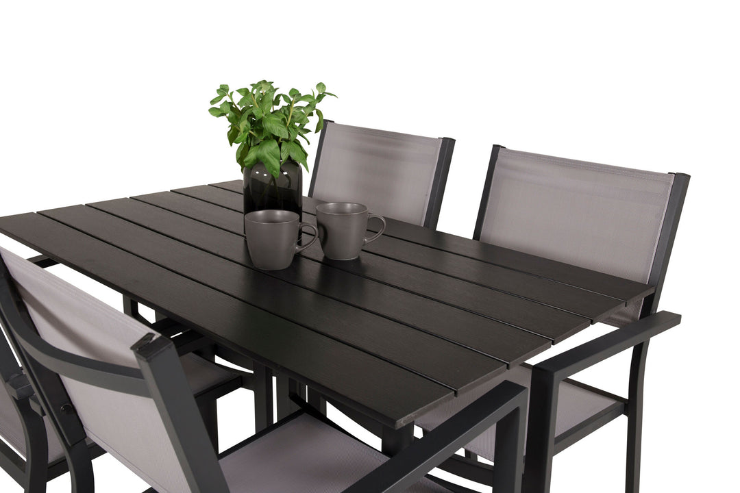 Venture Home Denver Café Table 120*70 - Black Alu / Black Aintwood+Copacabana Arm Chair (stac