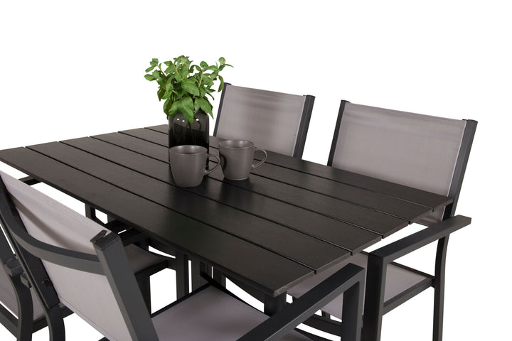 Venture Home Denver Café Table 120*70 - Black Alu / Black Aintwood+Copacabana Arm Chair (stac