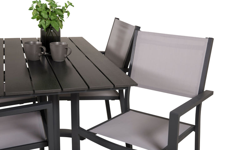 Venture Home Denver Café Table 120*70 - Black Alu / Black Aintwood+Copacabana Arm Chair (stac