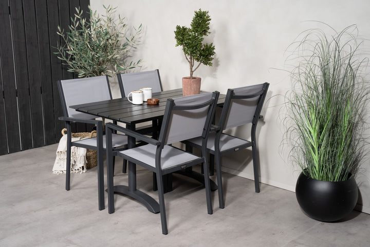 Venture Home Denver Café Table 120*70 - Black Alu / Black Aintwood+Copacabana Arm Chair (stac