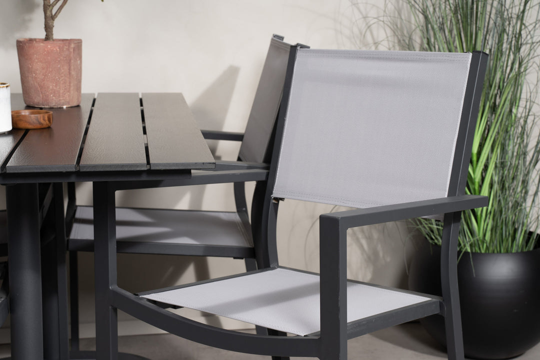 Venture Home Denver Café Table 120*70 - Black Alu / Black Aintwood+Copacabana Arm Chair (stac
