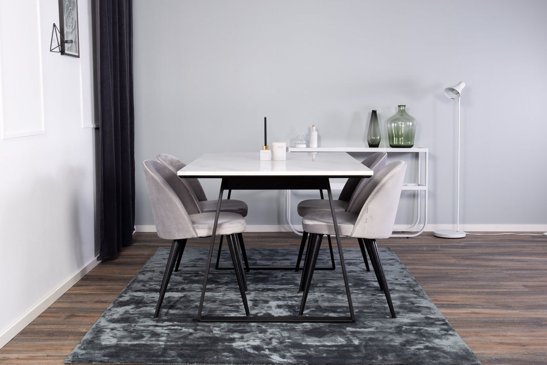 Venture Home Estelle Dining Table 140*90 - White Marble / Black LegsVelvet Matstol - Svart /