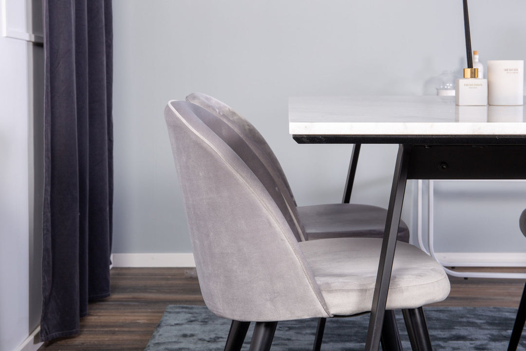 Venture Home Estelle Dining Table 140*90 - White Marble / Black LegsVelvet Matstol - Svart /