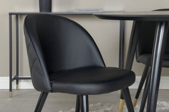 Venture Home Dipp Dining Table - 115cm - Black Veneer / black legs w brass dipp +Velvet dinin