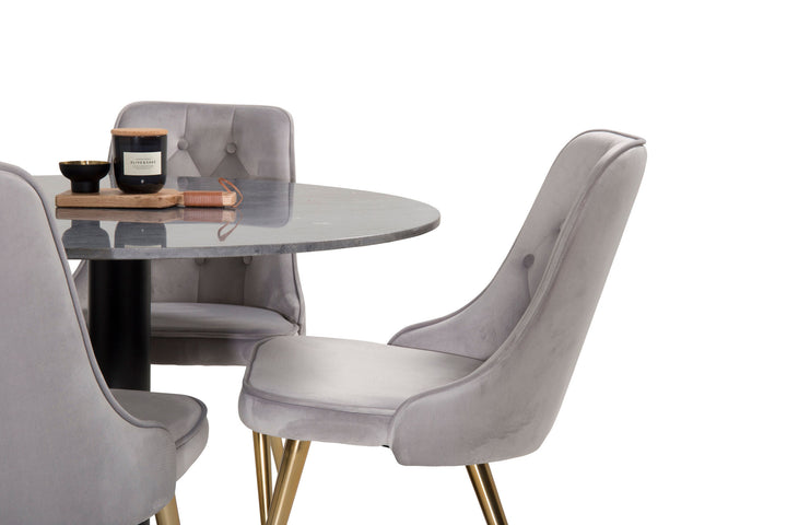 Venture Home Estelle runt Matbord - Svart / Svart marmor - ø106*H75Velvet Deluxe Dining Chair