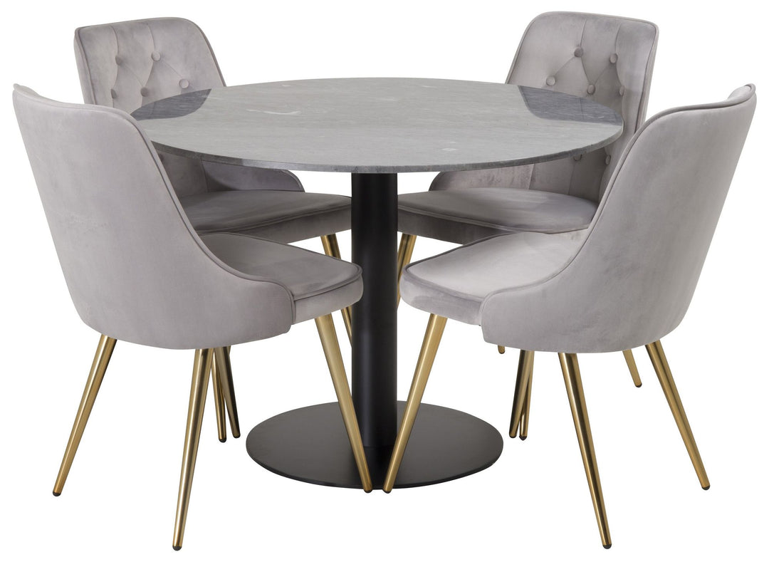 Venture Home Estelle runt Matbord - Svart / Svart marmor - ø106*H75Velvet Deluxe Dining Chair