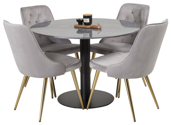 Venture Home Estelle runt Matbord - Svart / Svart marmor - ø106*H75Velvet Deluxe Dining Chair