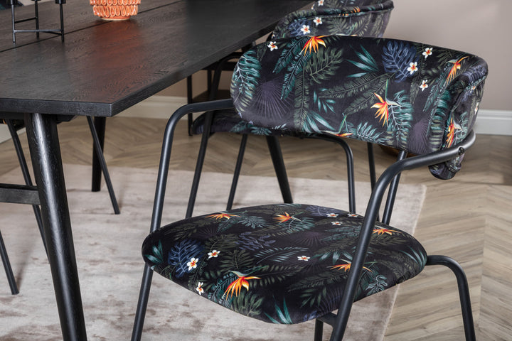 Venture Home Sleek Extentiontable Black Brushed - 195*95+Arrow armchair - Black Legs - Black