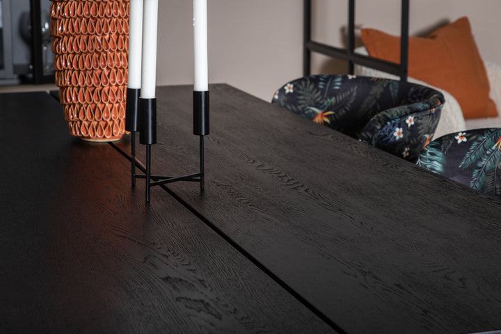 Venture Home Sleek Extentiontable Black Brushed - 195*95+Arrow armchair - Black Legs - Black