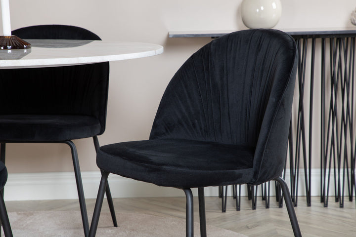 Venture Home Estelle Round Dining Table ø106 H75 - White / Black+Wrinkles Dining Chair - Bla